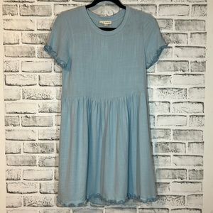 LA Hearts Baby Blue Linen Babydoll Dress SizeXS